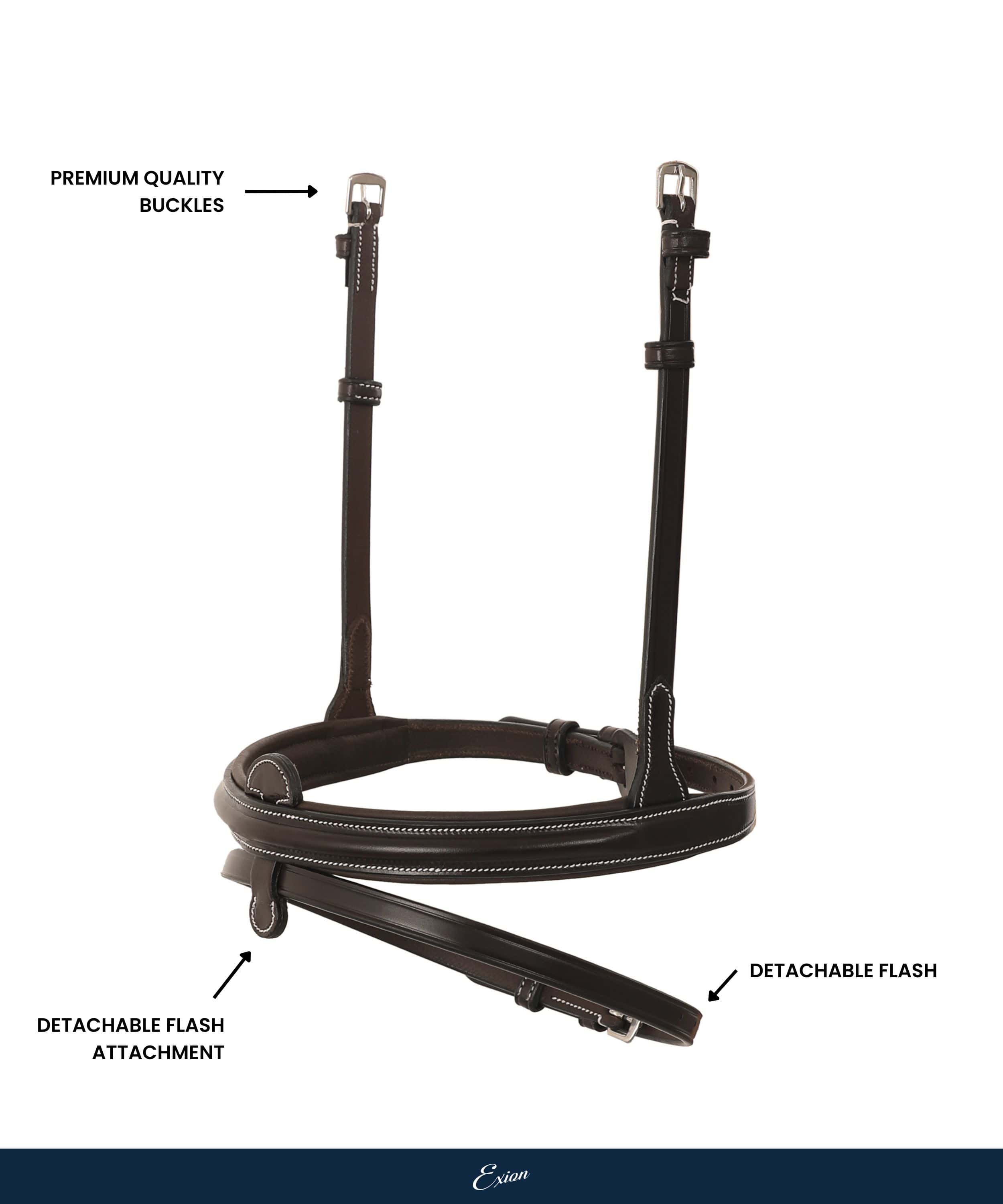 Replacement Noseband of ExionPro Detachable Flash Thin Raised Bridle by Bridles & Reins - alternate view 3