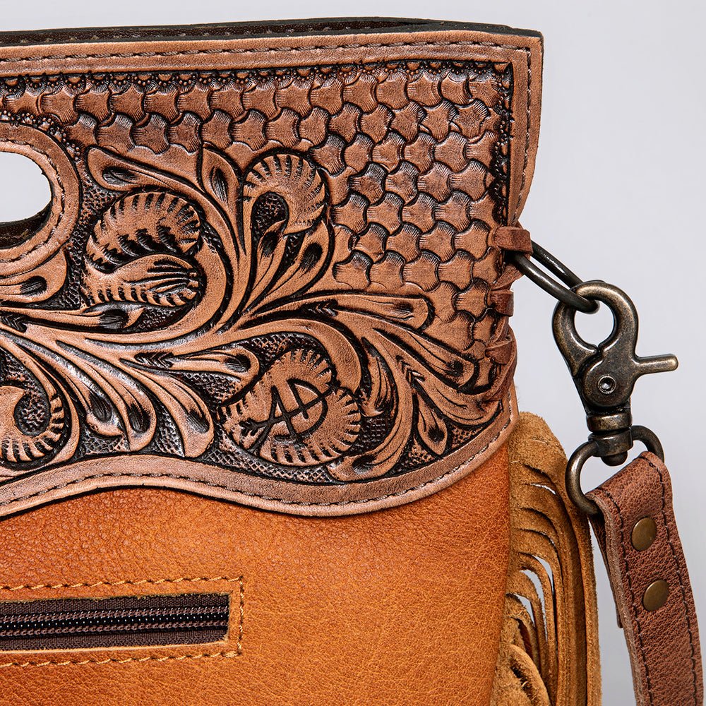 American Darling Clutch Hand Tooled Hair-On Genuine Leather