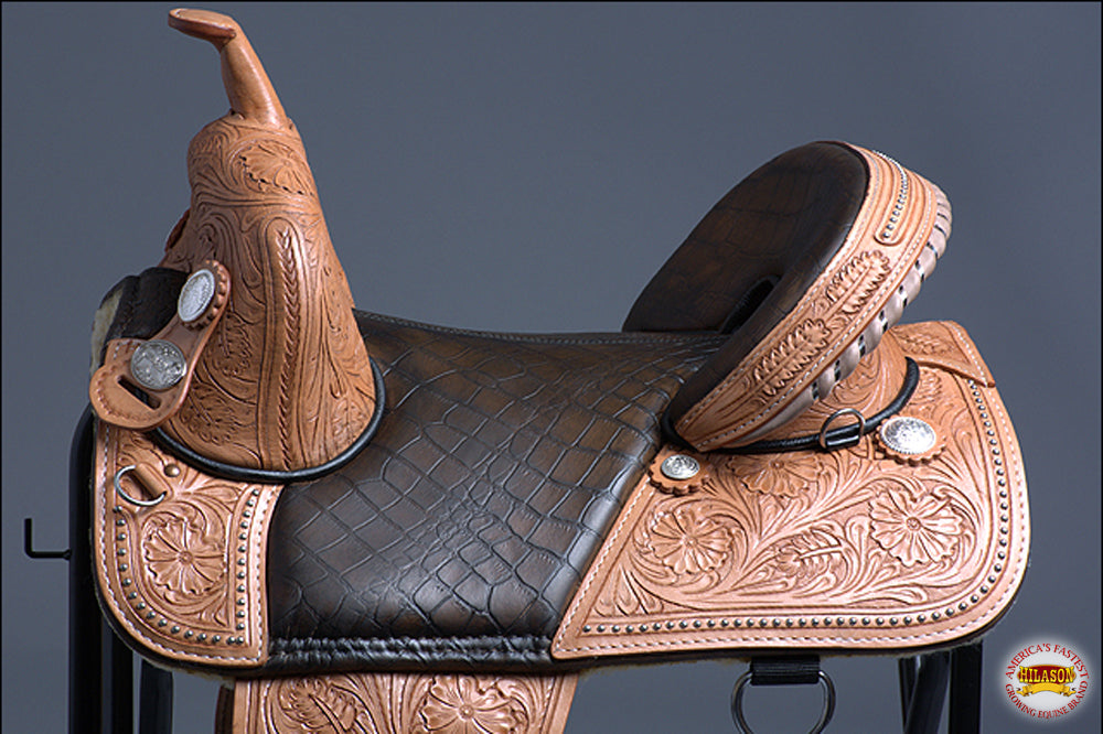 HILASON Western Horse Treeless Trail Barrel Racing American Leather Saddle| Saddle | for Horses