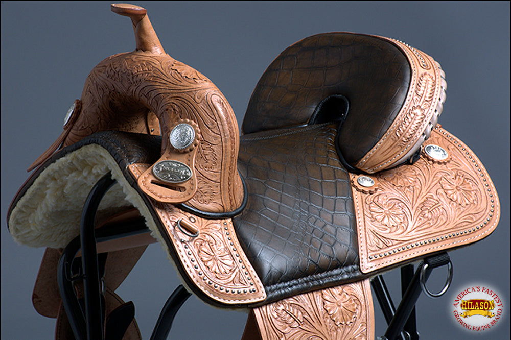 HILASON Western Horse Treeless Trail Barrel Racing American Leather Saddle| Saddle | for Horses