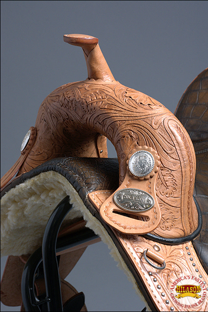 HILASON Western Horse Treeless Trail Barrel Racing American Leather Saddle| Saddle | for Horses
