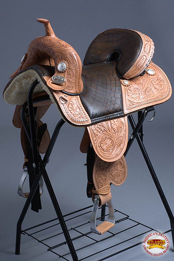 Hilason Western Horse Treeless Trail Barrel Racing American Leather Saddle