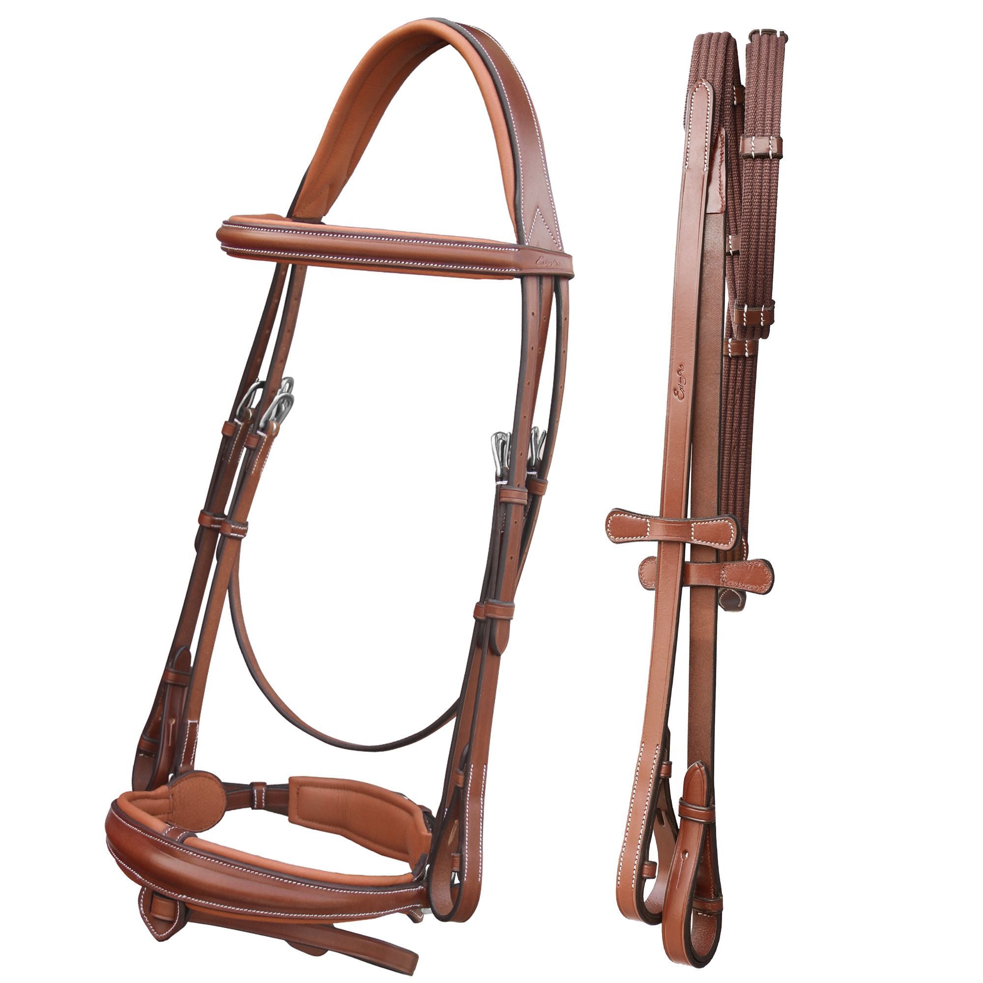 ExionPro Dressage Bridle: Mono Crown, Raised Browband, Anatomical Noseband, Detachable Flash & Web Reins by Bridles &...