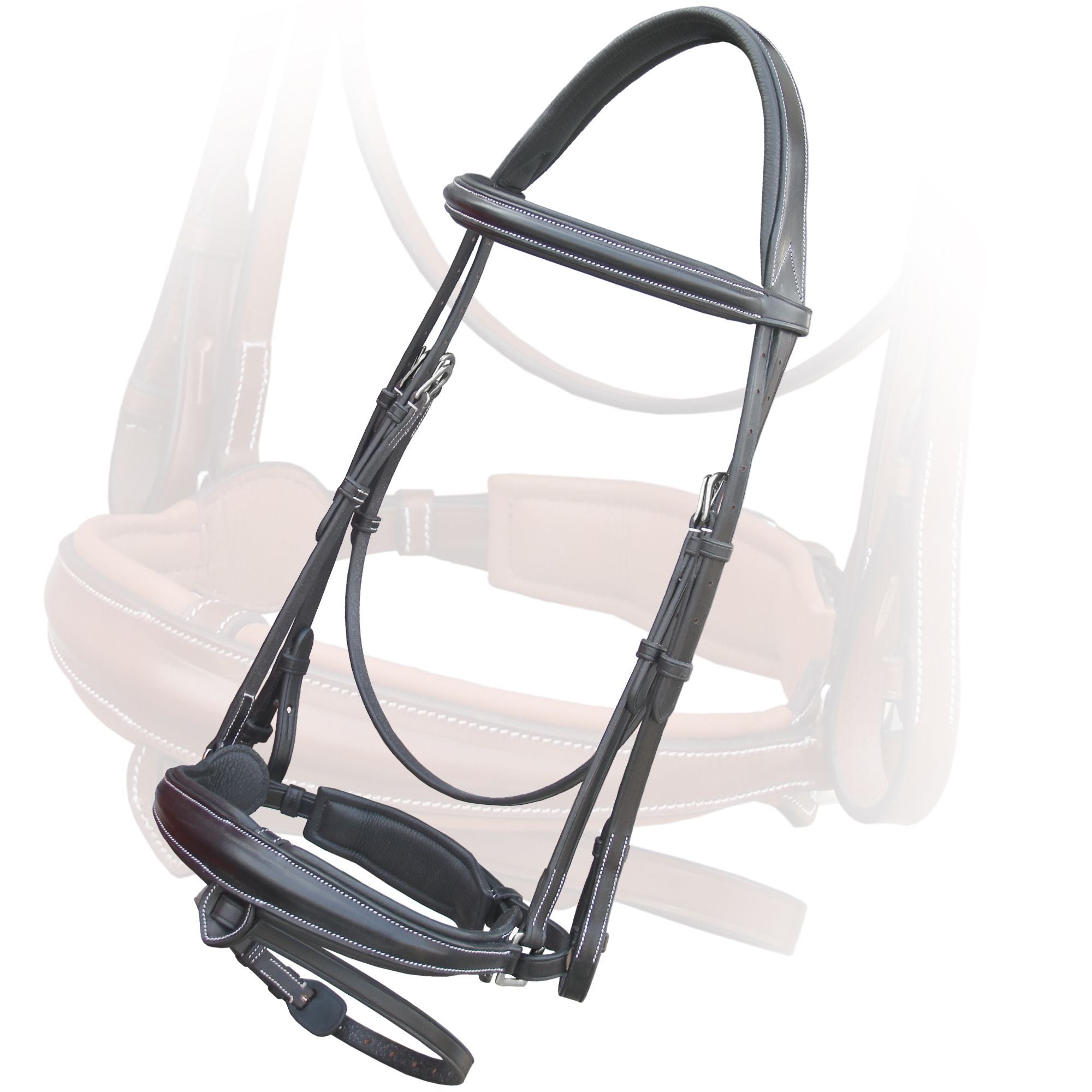 ExionPro Dressage Bridle: Mono Crown, Raised Browband, Anatomical Noseband, Detachable Flash & Web Reins by Bridles &...