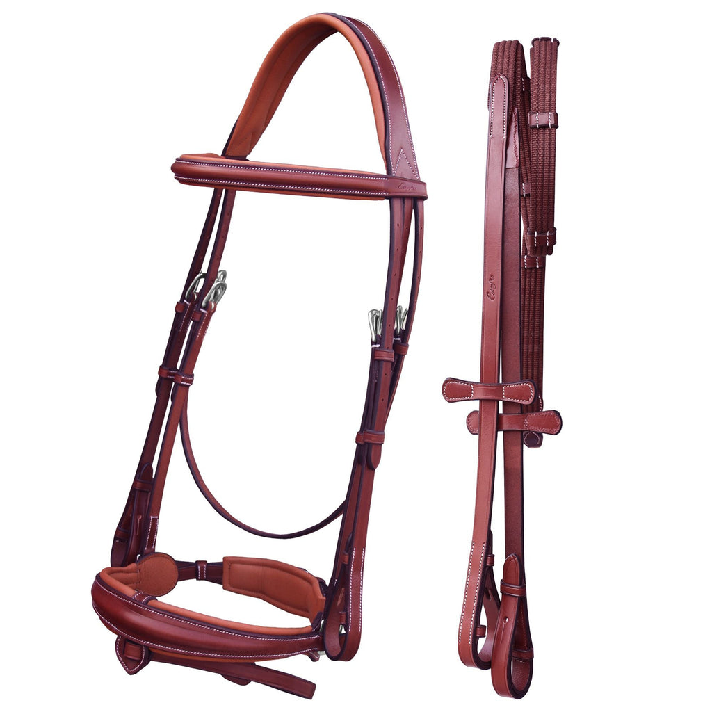ExionPro Dressage Bridle: Mono Crown, Raised Browband, Anatomical Noseband, Detachable Flash & Web Reins by Bridles &...