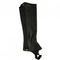 Short Small Ladies Half Chaps Top Grain Leather Black Stretch Panels