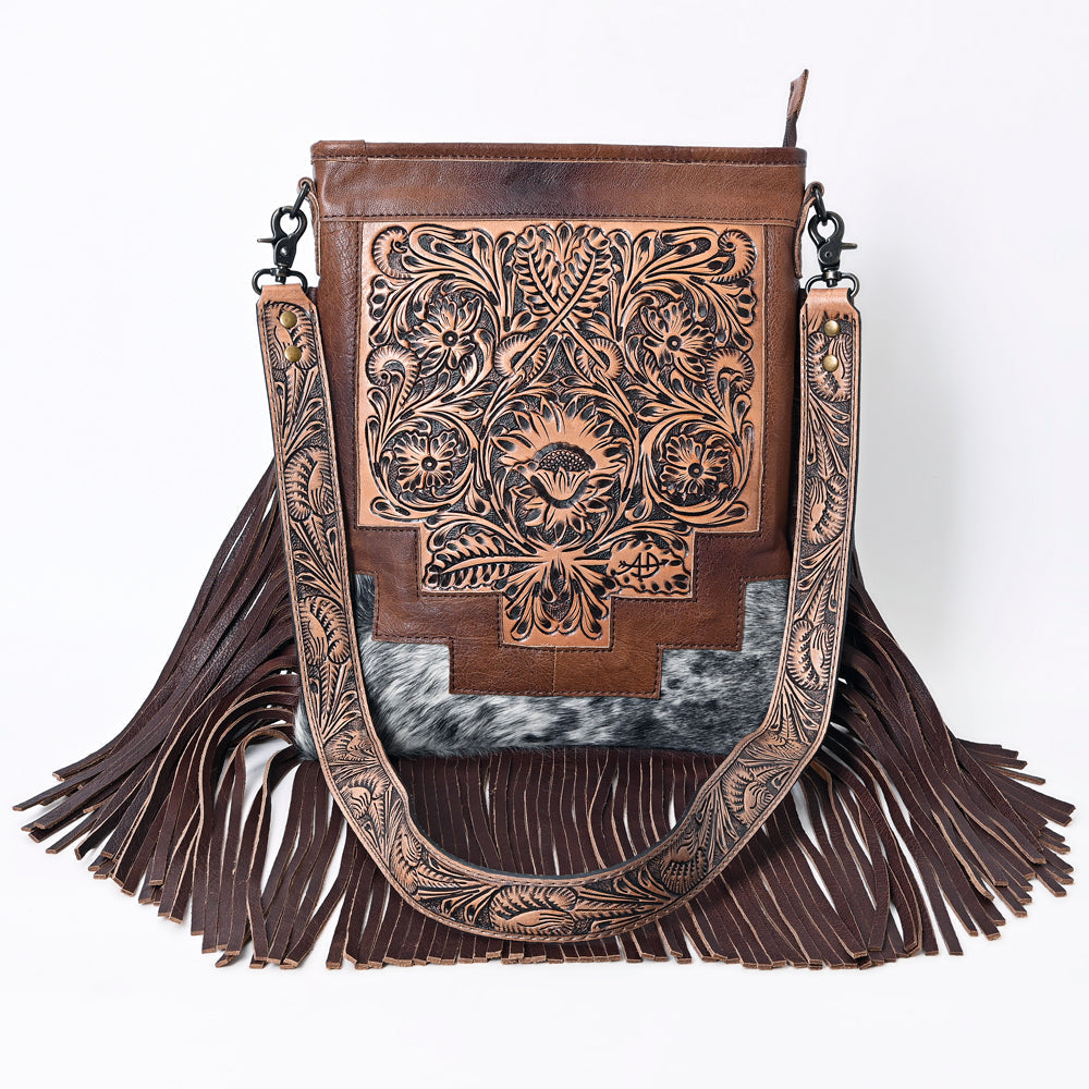 American Darling Messenger Hand Tooled Hair-On Genuine Leather