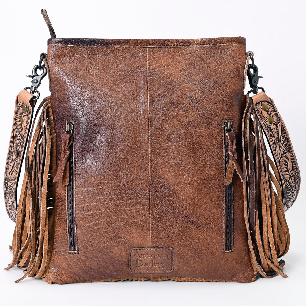 American Darling Messenger Hand Tooled Hair-On Genuine Leather