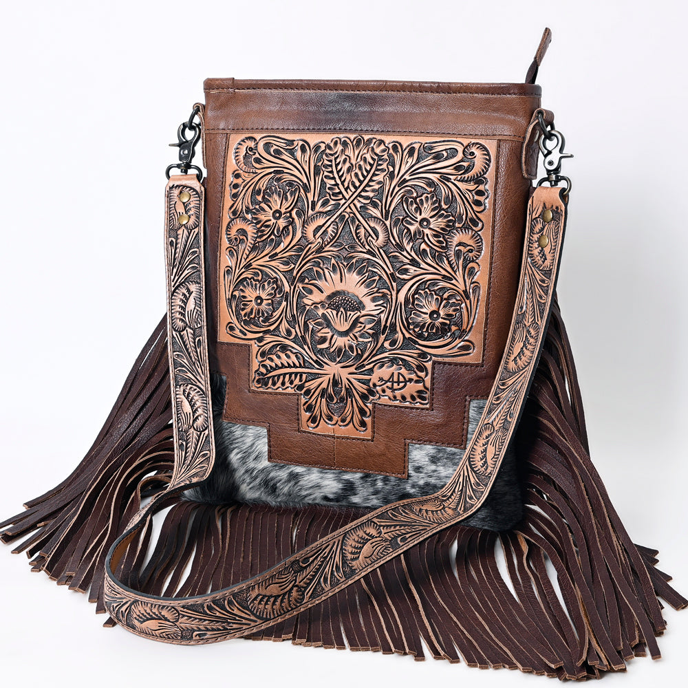 American Darling Messenger Hand Tooled Hair-On Genuine Leather