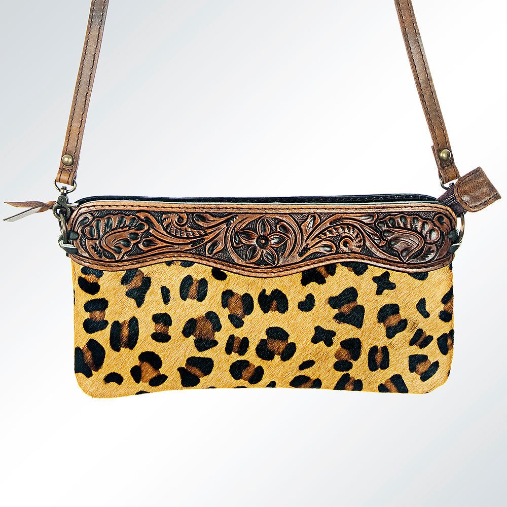 American Darling Small Crossbody Hand Tooled Hair-On Genuine Leather