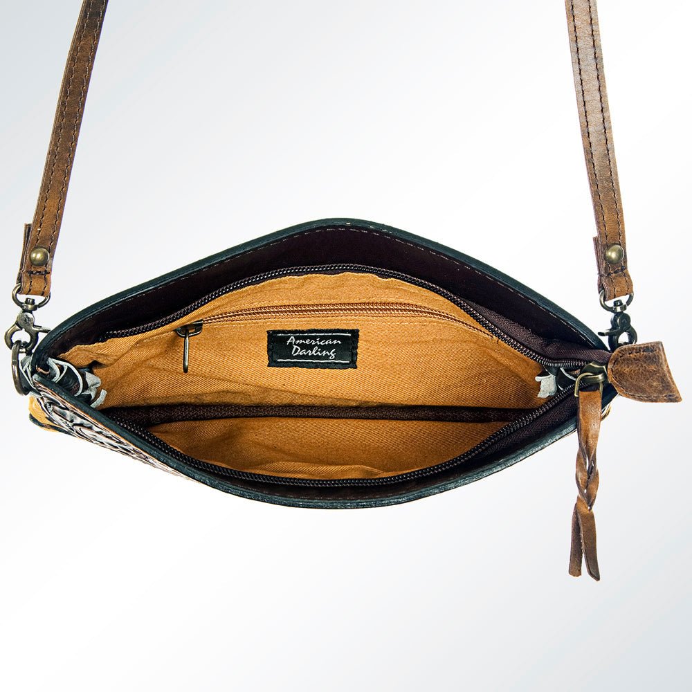 American Darling Small Crossbody Hand Tooled Hair-On Genuine Leather