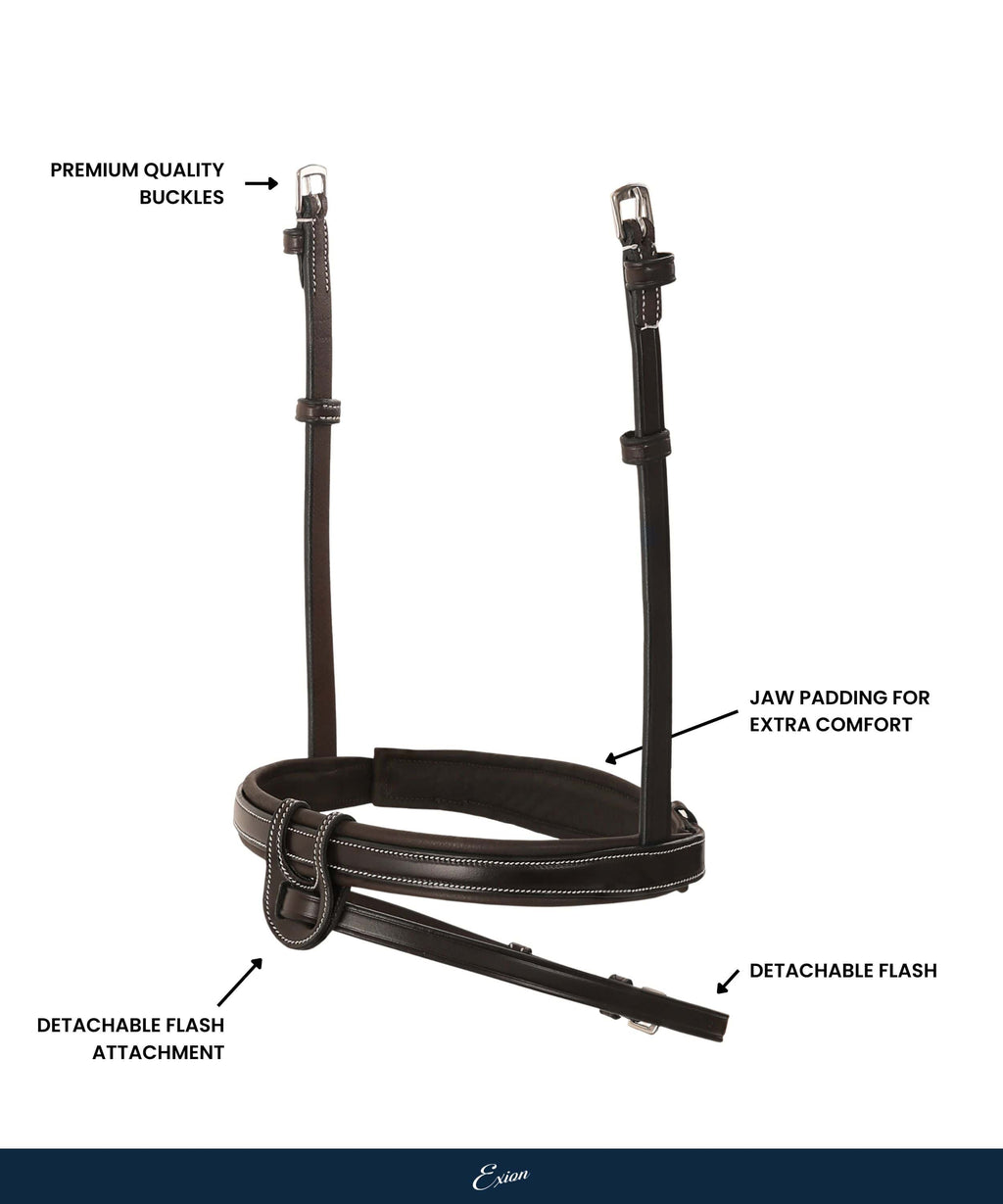 Replacement Noseband of ExionPro Fully Padded Snaffle Bridle with U Shaped Detachable Flash by Bridles & Reins -...