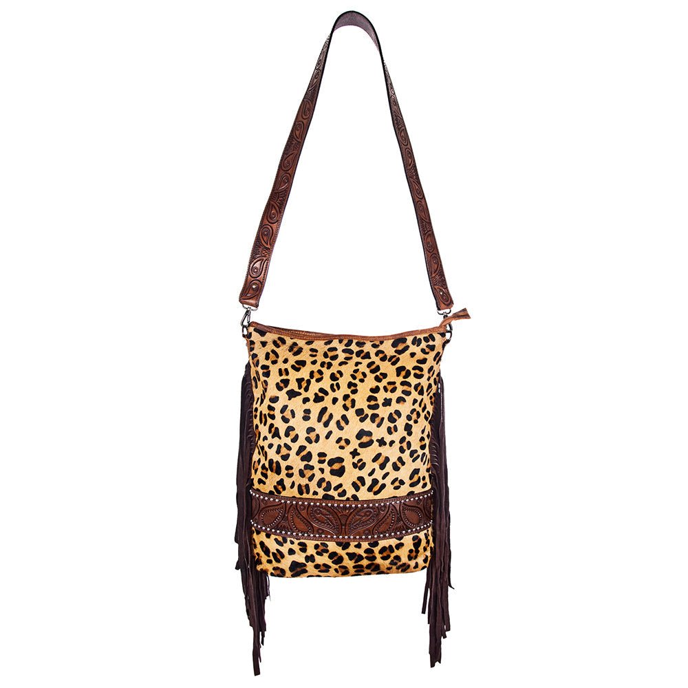 American Darling Large Crossbody Hand Tooled Hair-On Genuine Leather
