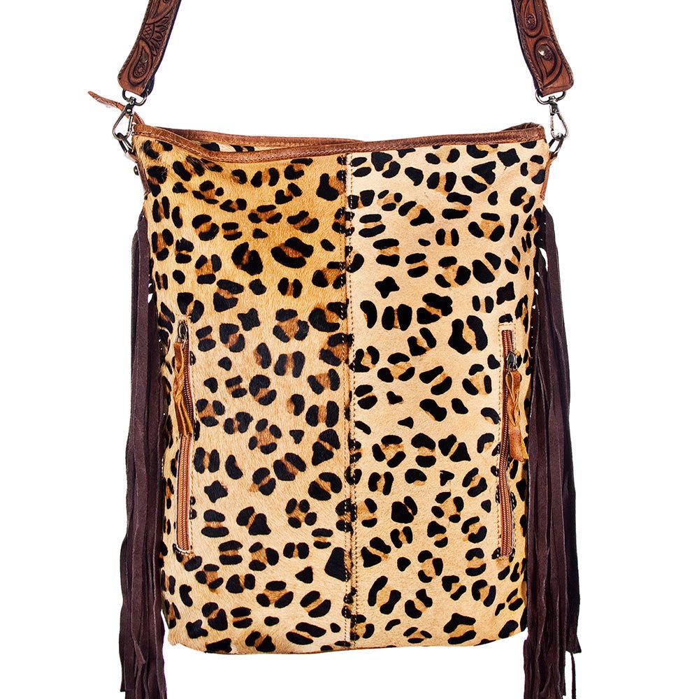 American Darling Large Crossbody Hand Tooled Hair-On Genuine Leather