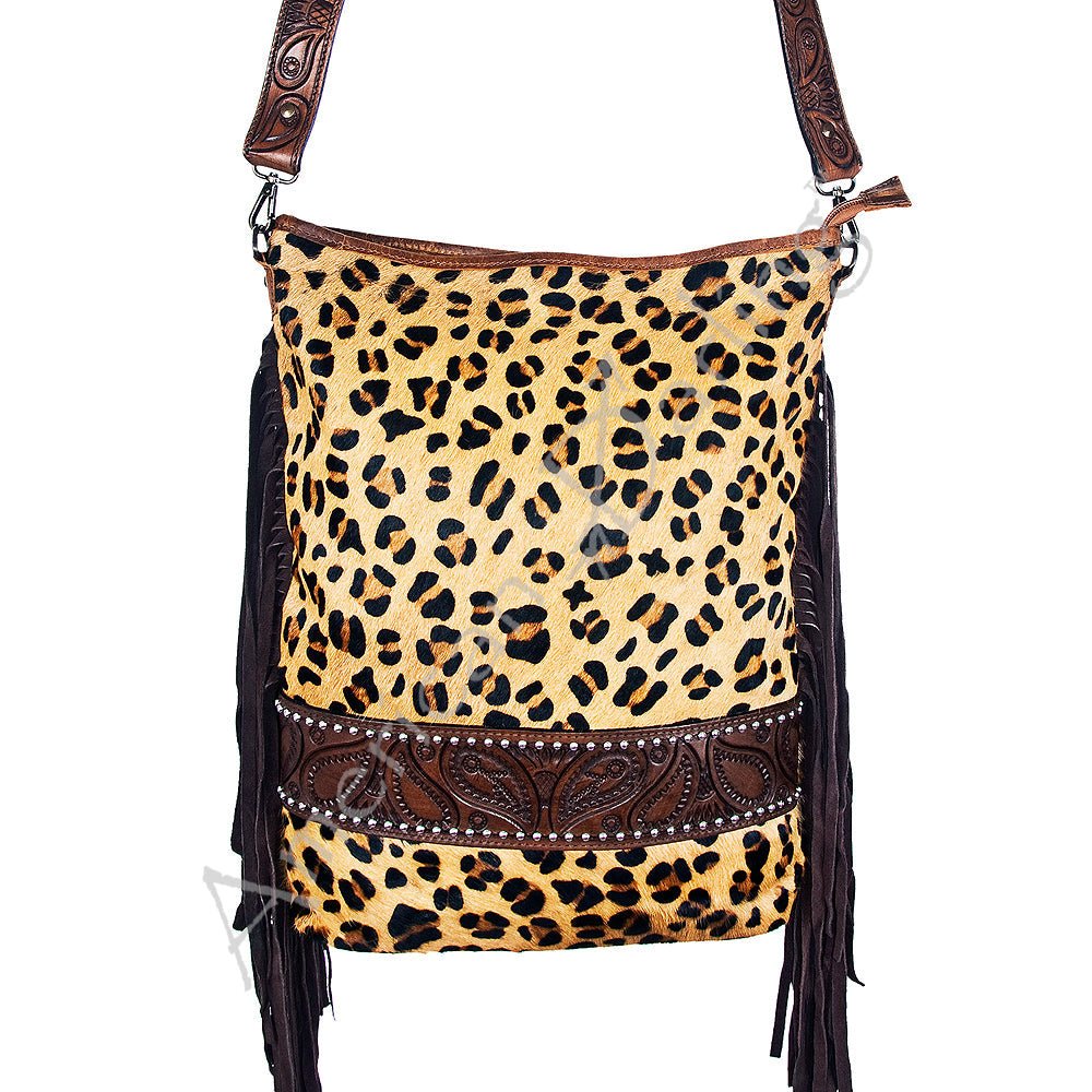American Darling Large Crossbody Hand Tooled Hair-On Genuine Leather