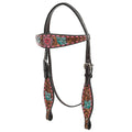 HILASON Western Horse Headstall Breast Collar American Leather Floral Carving | Tack for Horses