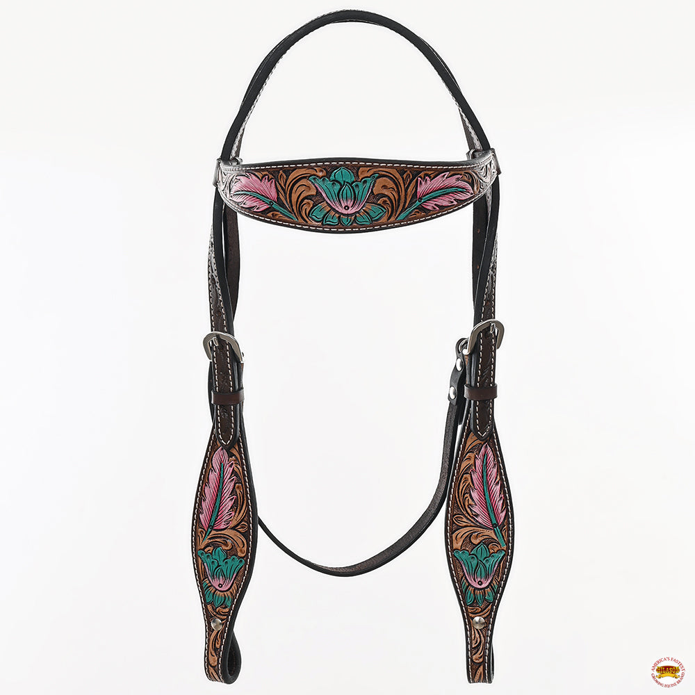 HILASON Western Horse Headstall Breast Collar Spur Strap American Leather Floral