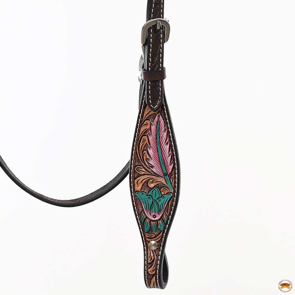 HILASON Western Horse Headstall Breast Collar Spur Strap American Leather Floral
