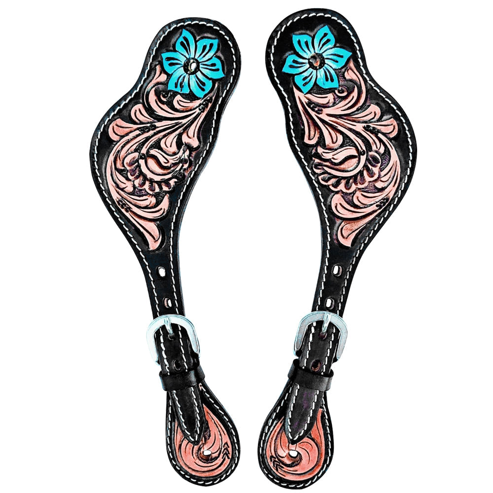 HILASON Hand-Tooled Leather Spur Straps for Men & Women – Western Design, Adjustable Fit