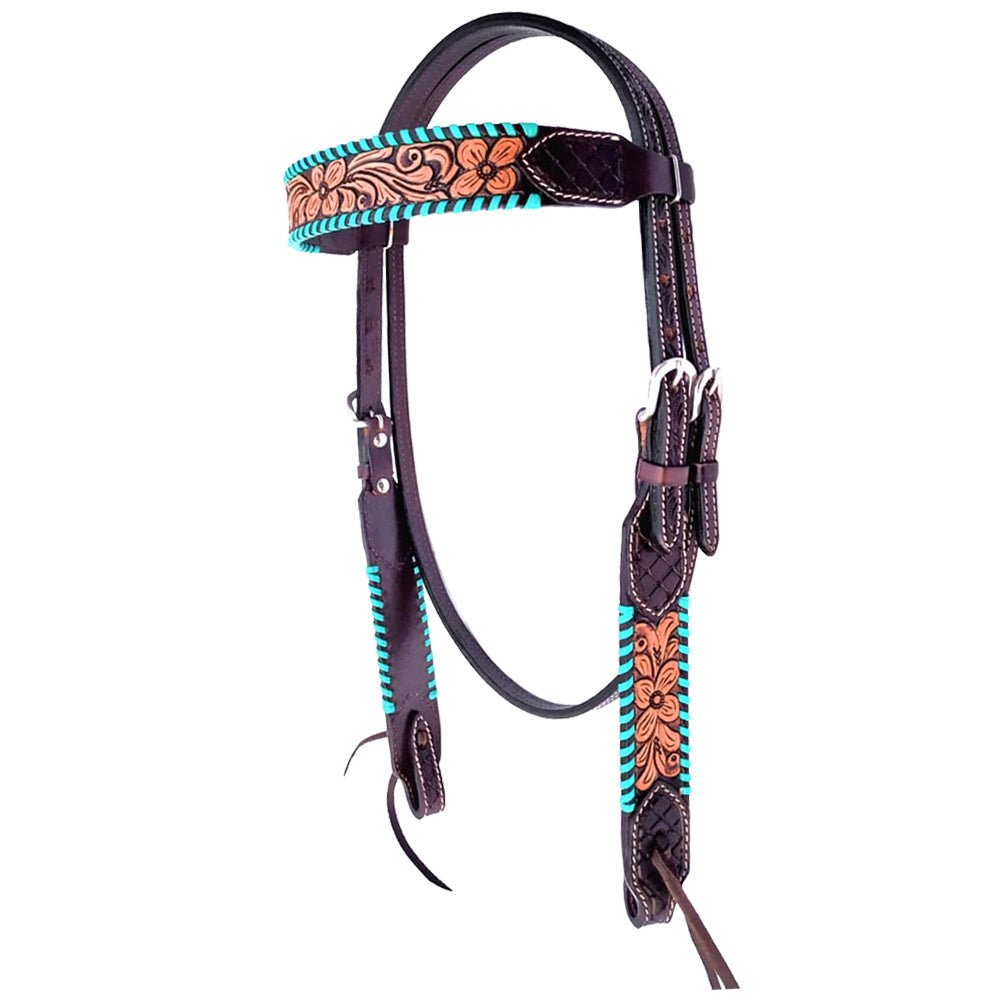 HILASON Western Horse Headstall & Breast Collar American Leather Floral Carving