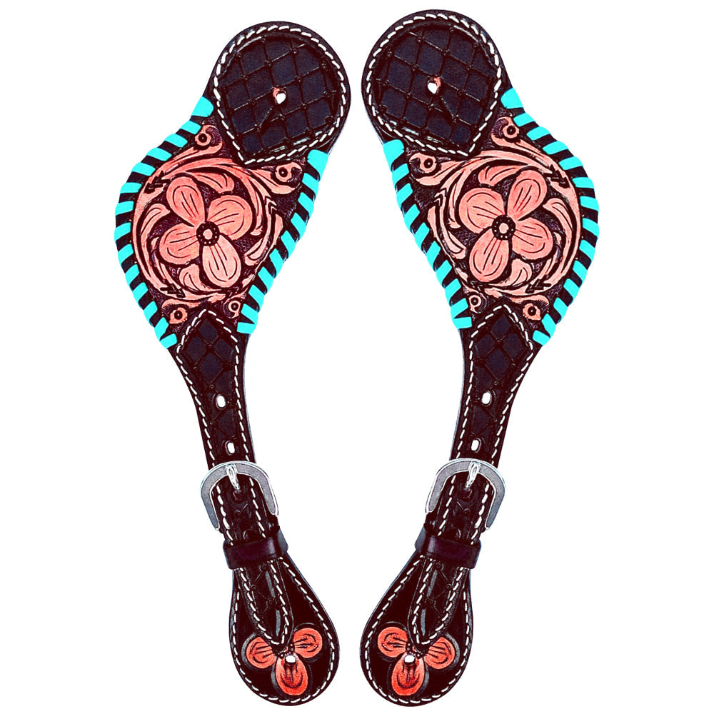 HILASON Hand-Tooled Leather Spur Straps for Men & Women – Western Design, Adjustable Fit