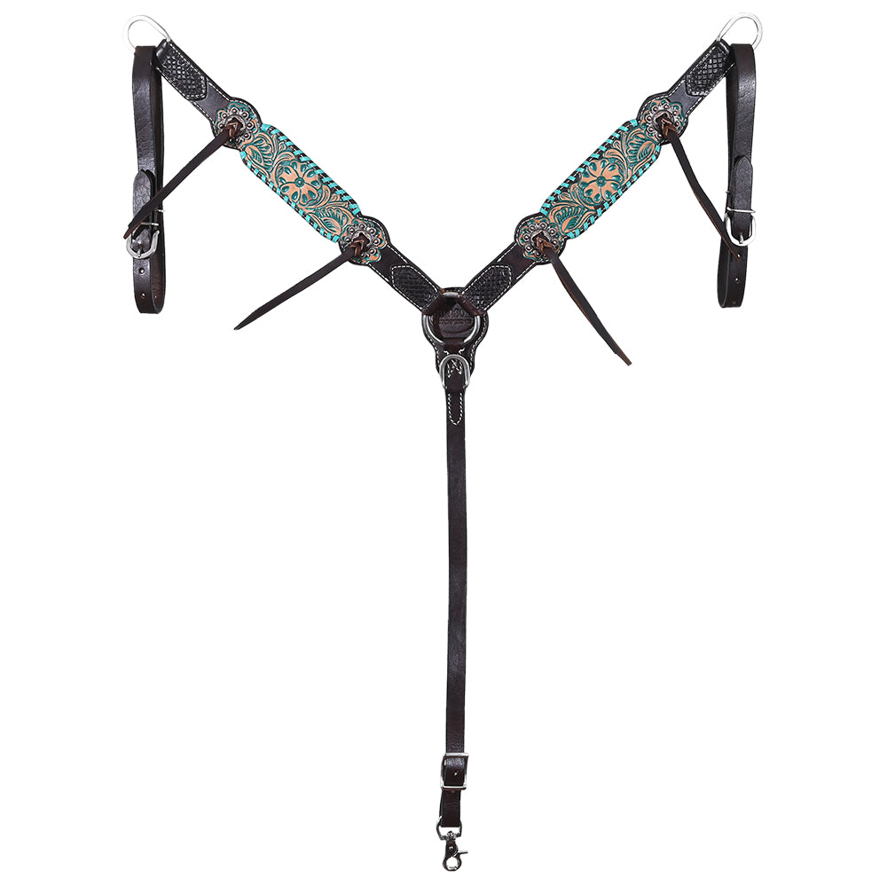 HILASON Western Horse Headstall Breast Collar Tack American Leather Floral Carving | Tack for Horses