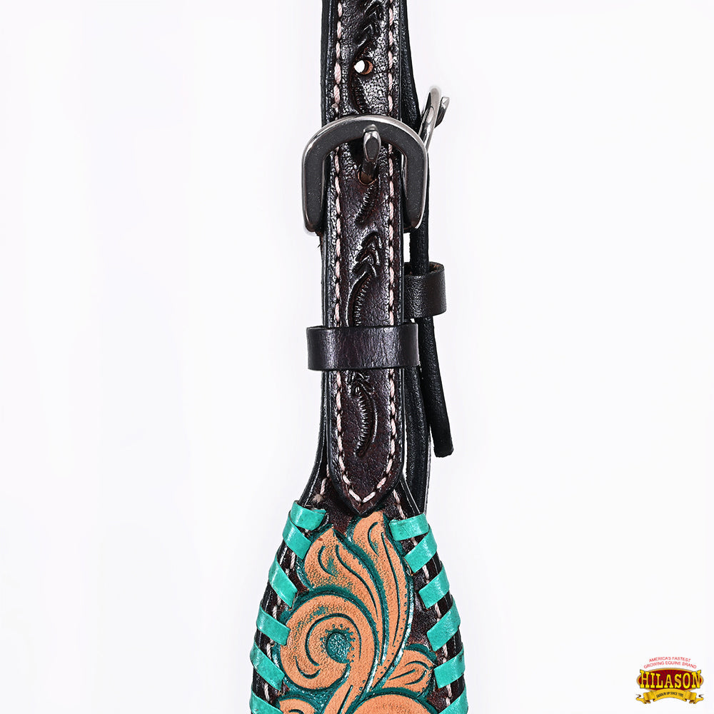 HILASON Western Horse Headstall Breast Collar Tack American Leather Floral Carving | Tack for Horses