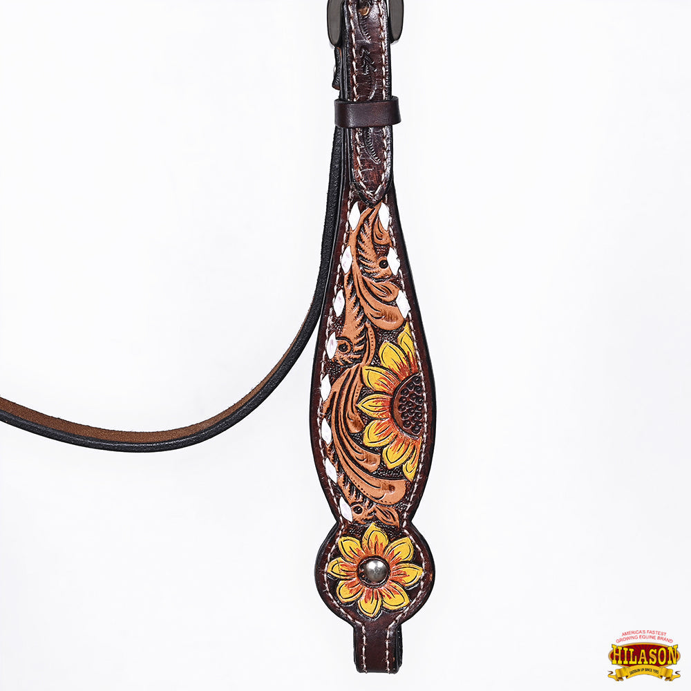 Hilason Western Horse Tack Set American Leather Sunflower