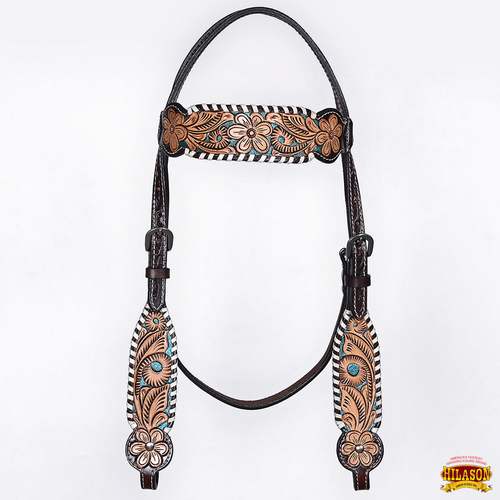 HILASON Western Horse Headstall American Leather Floral