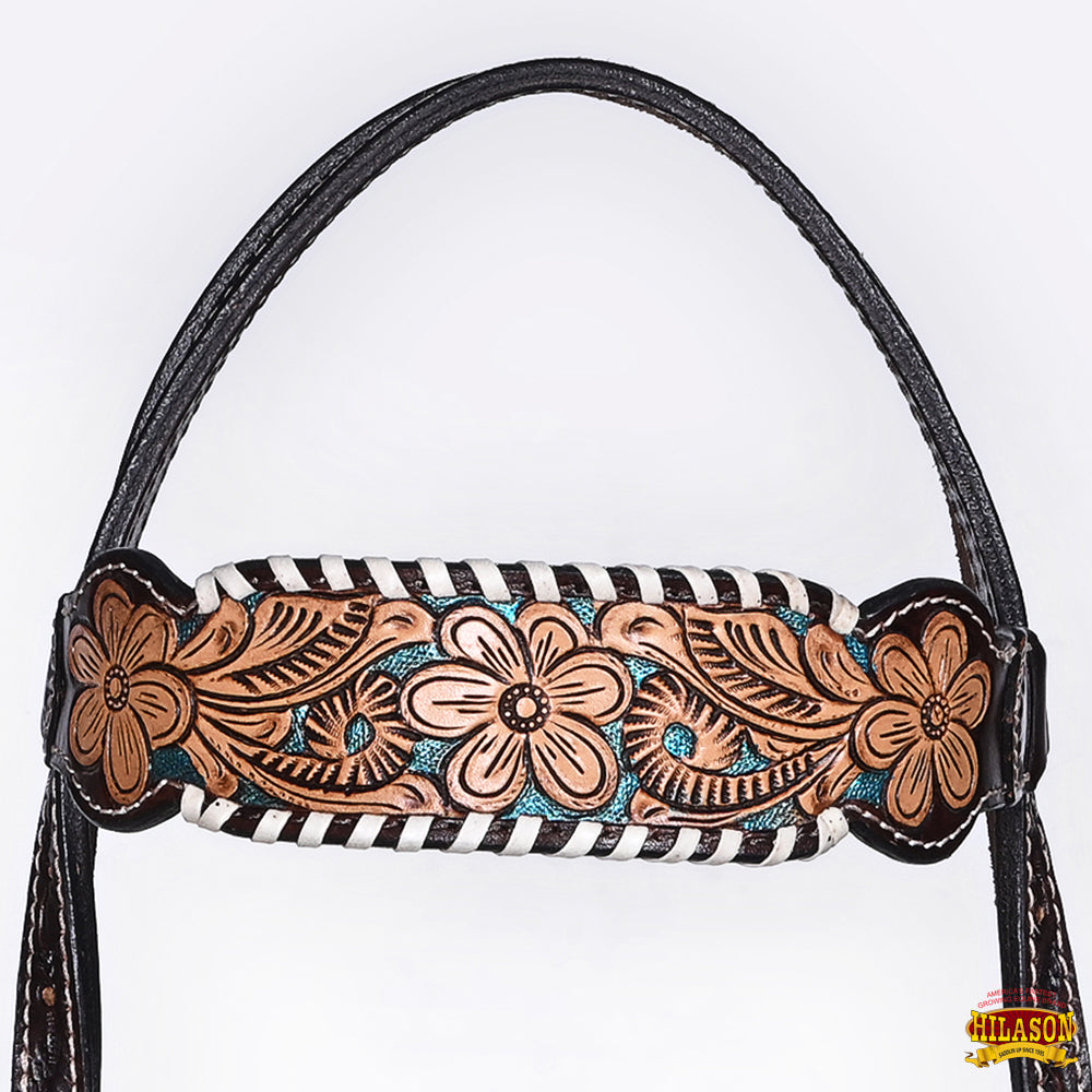 HILASON Western Horse Headstall American Leather Floral