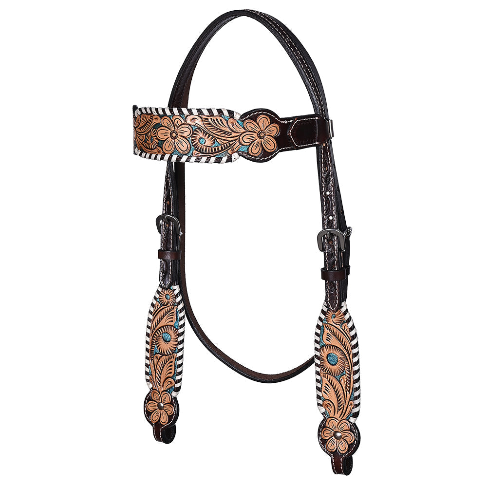 HILASON Western Horse Headstall American Leather Floral