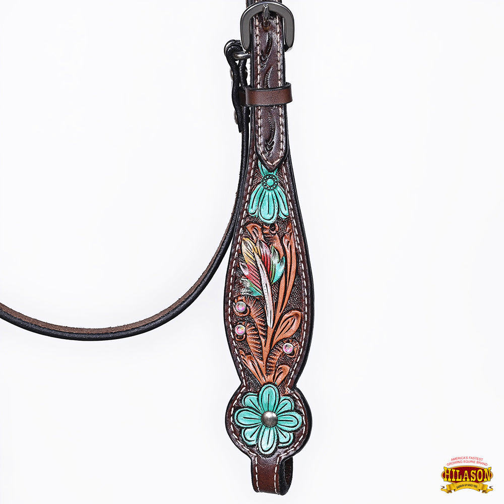 HILASON Western Horse Headstall Breast Collar American Leather Floral