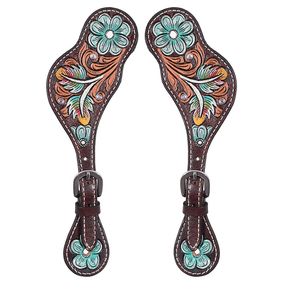 HILASON Hand-Tooled Leather Spur Straps for Men & Women – Western Design, Adjustable Fit