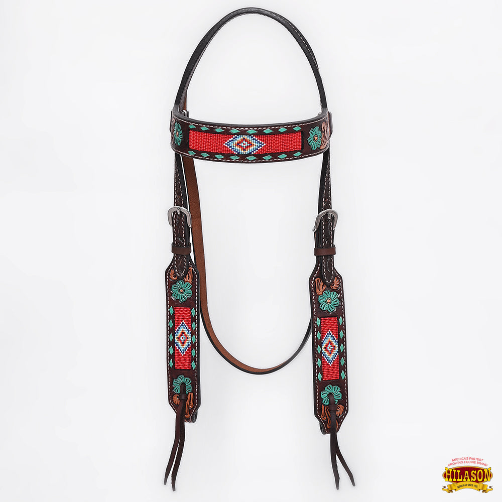 HILASON Western Horse Headstall Breast Collar Spur Strap American Leather Floral