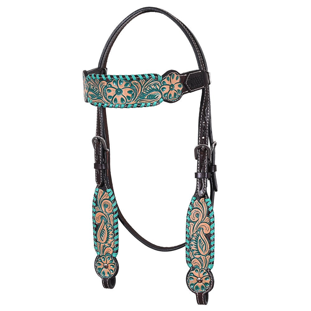 Hand-Carved Leather Western Headstall And Breast Collar Set For Training And Showing