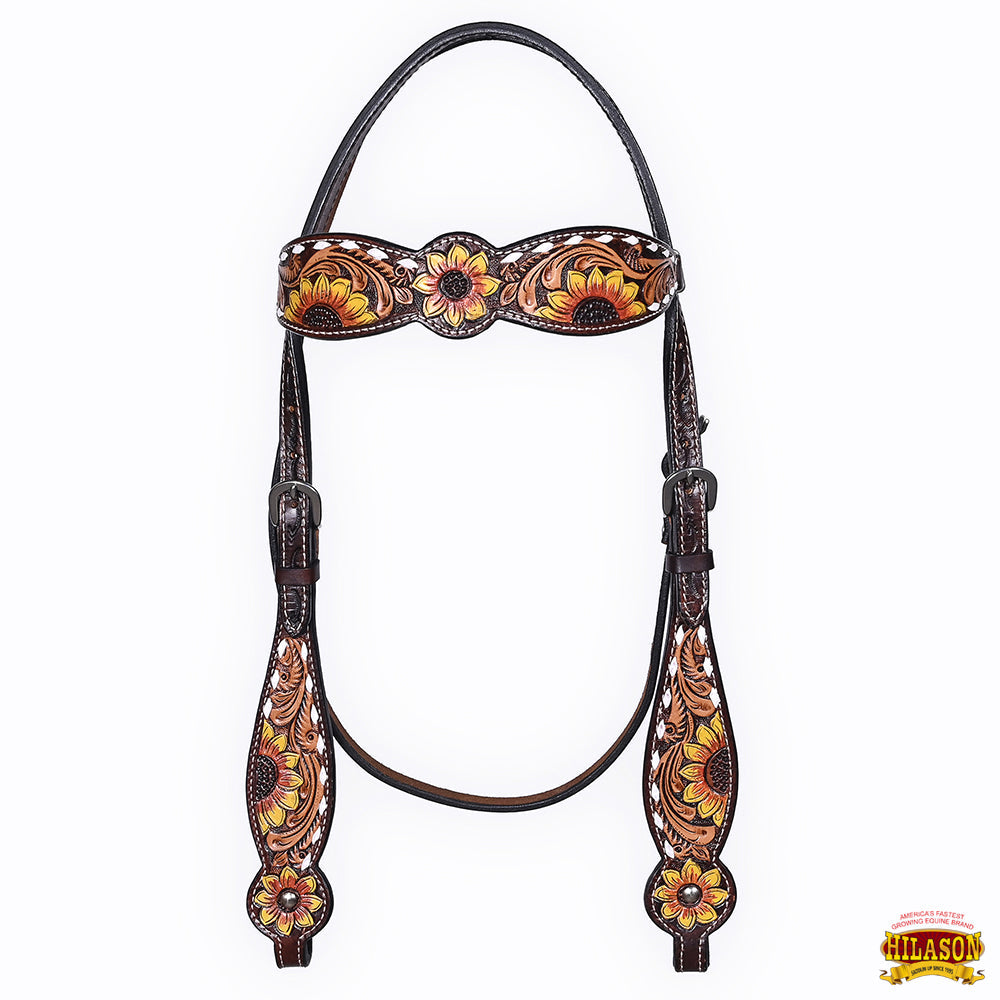 Hilason Western Horse Tack Set American Leather Sunflower