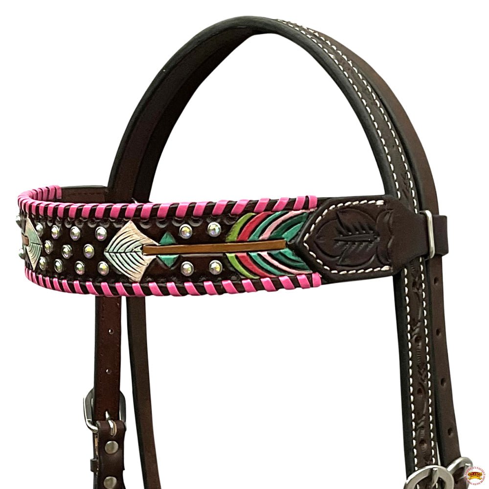 Hand-Carved Leather Western Headstall And Breast Collar Set For Training And Showing