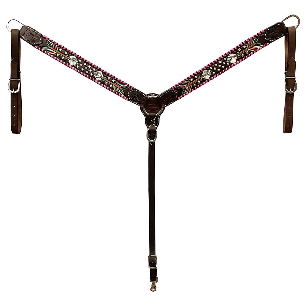 Hand-Carved Leather Western Headstall And Breast Collar Set For Training And Showing