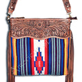 American Darling Hand-Tooled Saddle Blanket Leather Crossbody Bag