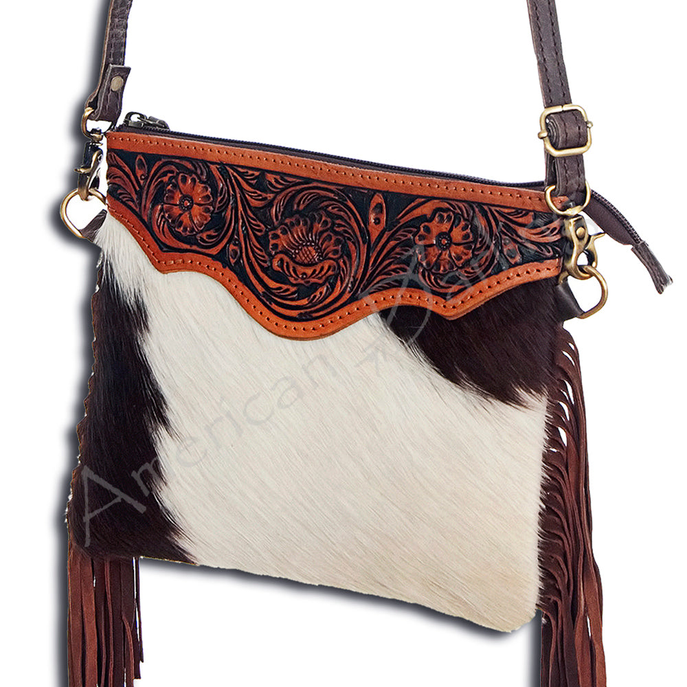 American Darling Small Crossbody Hand Tooled Hair-On Genuine Leather