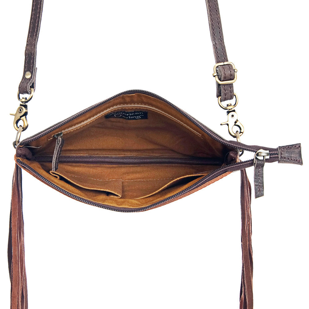 American Darling Small Crossbody Hand Tooled Hair-On Genuine Leather