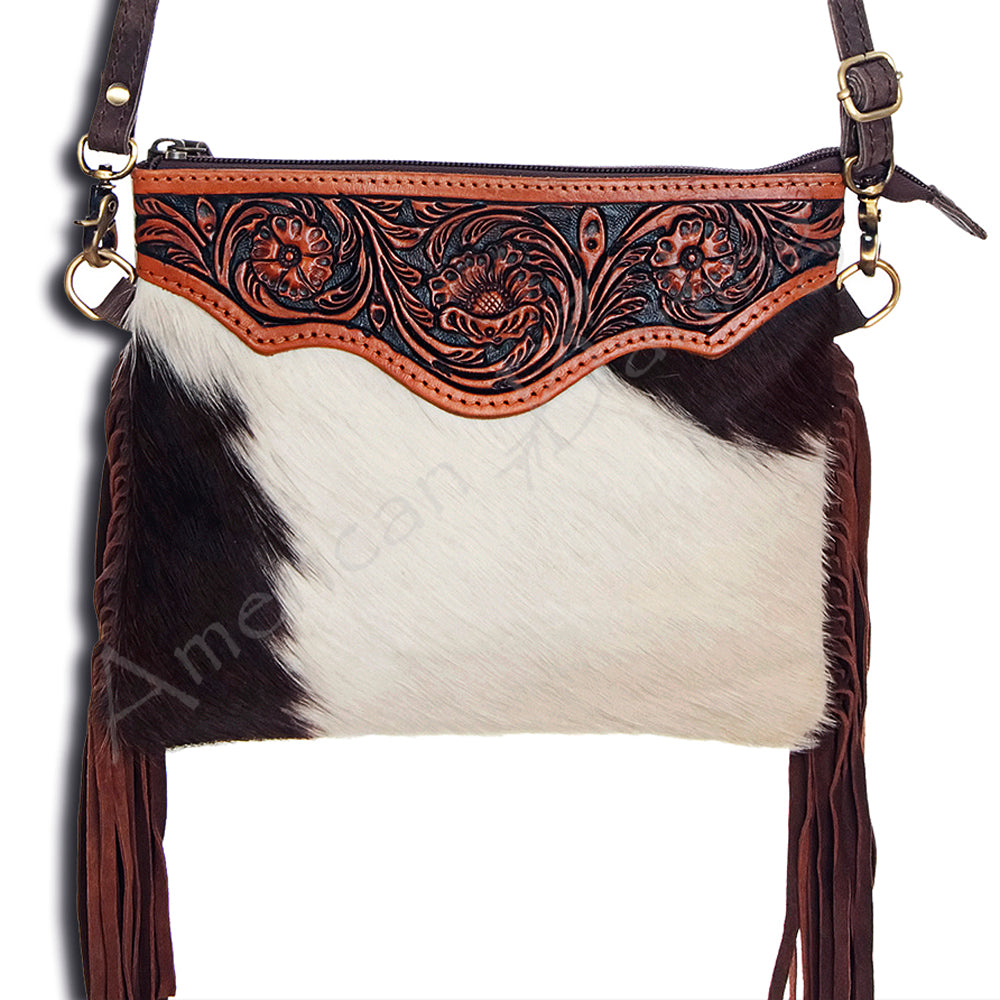 American Darling Small Crossbody Hand Tooled Hair-On Genuine Leather