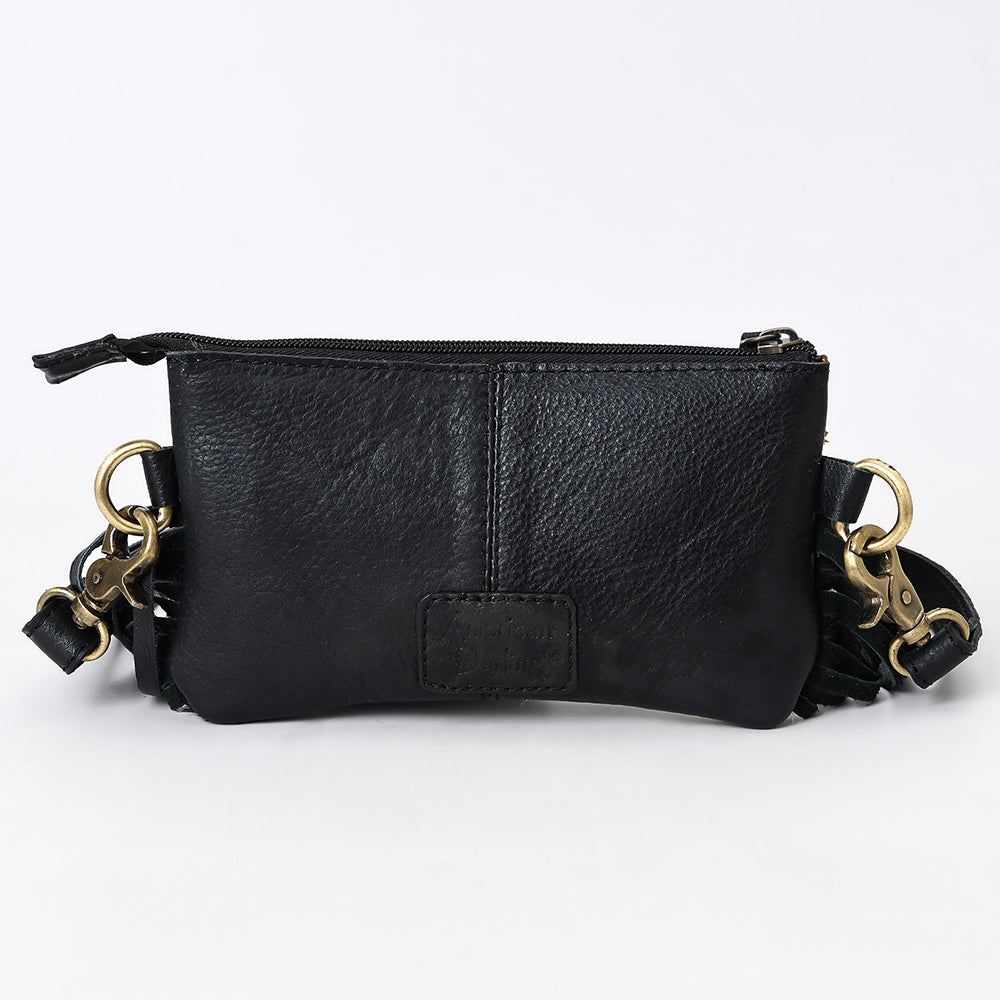 American Darling Hand-Tooled Hair-On Genuine Leather Small Crossbody Bag