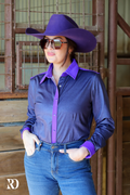 Denim & Purple Performance Rodeo Shirt
