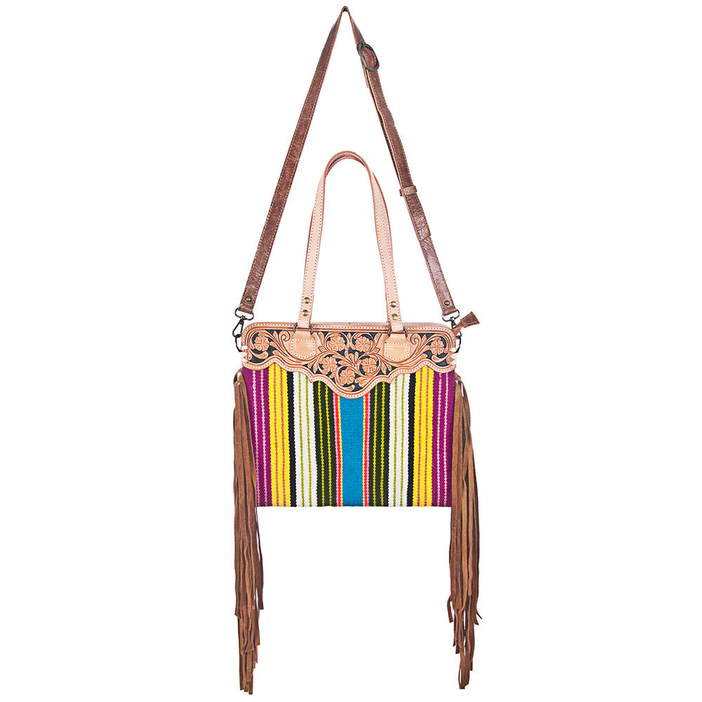 American Darling Crossbody Hand Tooled Hair-On Genuine Leather