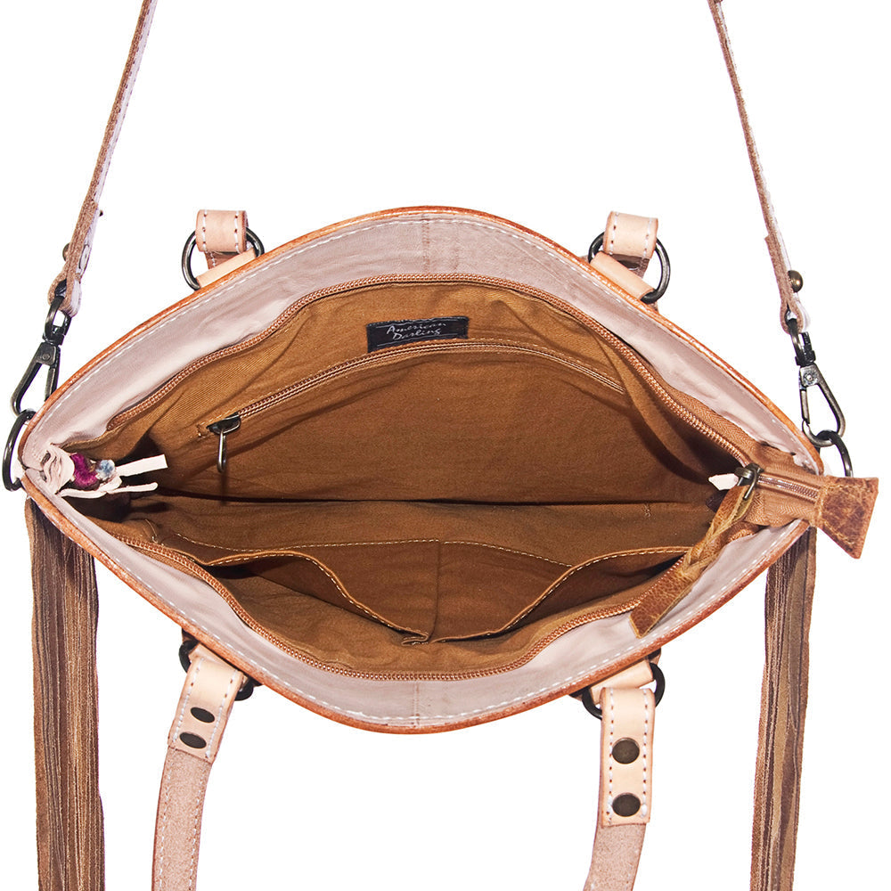 American Darling Crossbody Hand Tooled Hair-On Genuine Leather