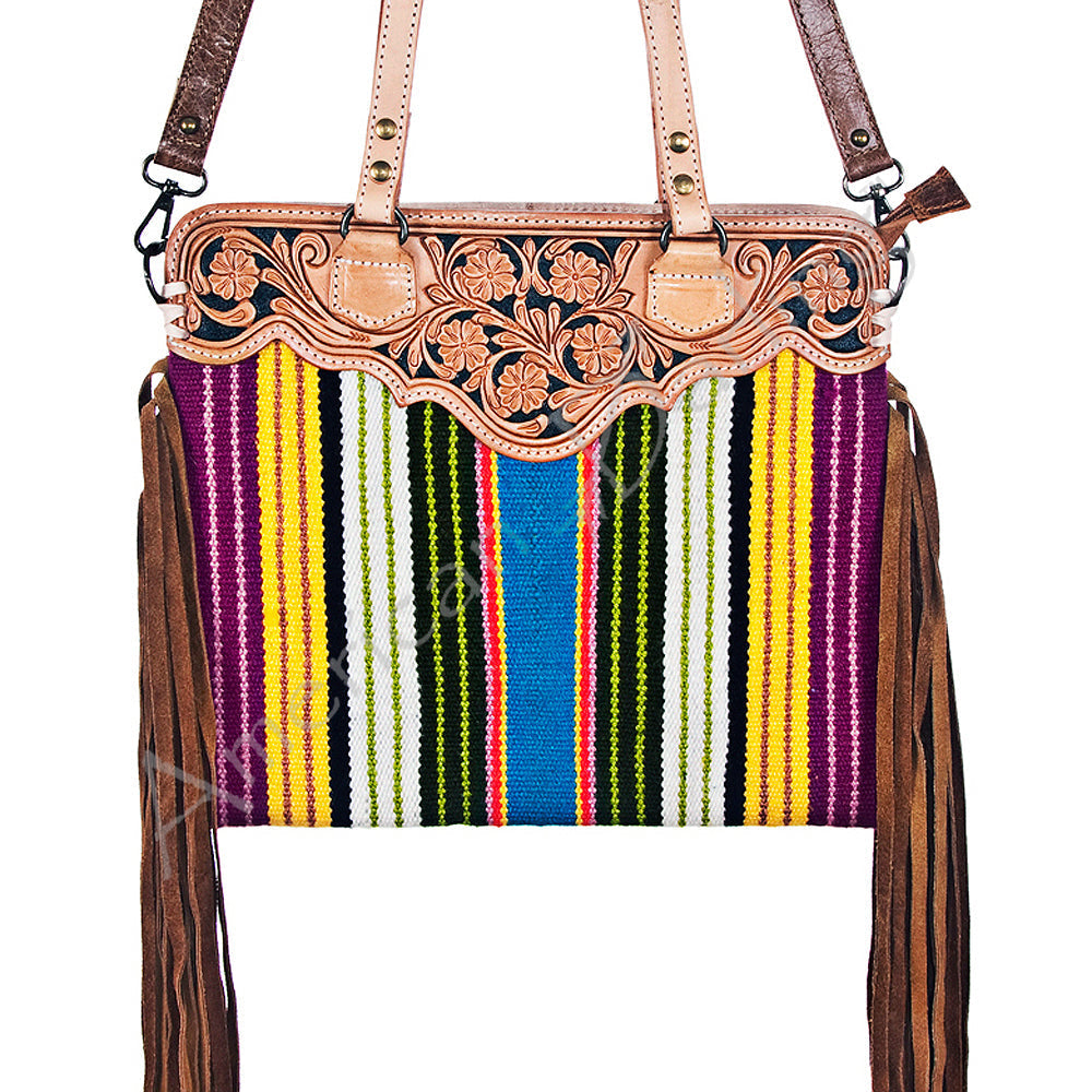 American Darling Crossbody Hand Tooled Hair-On Genuine Leather