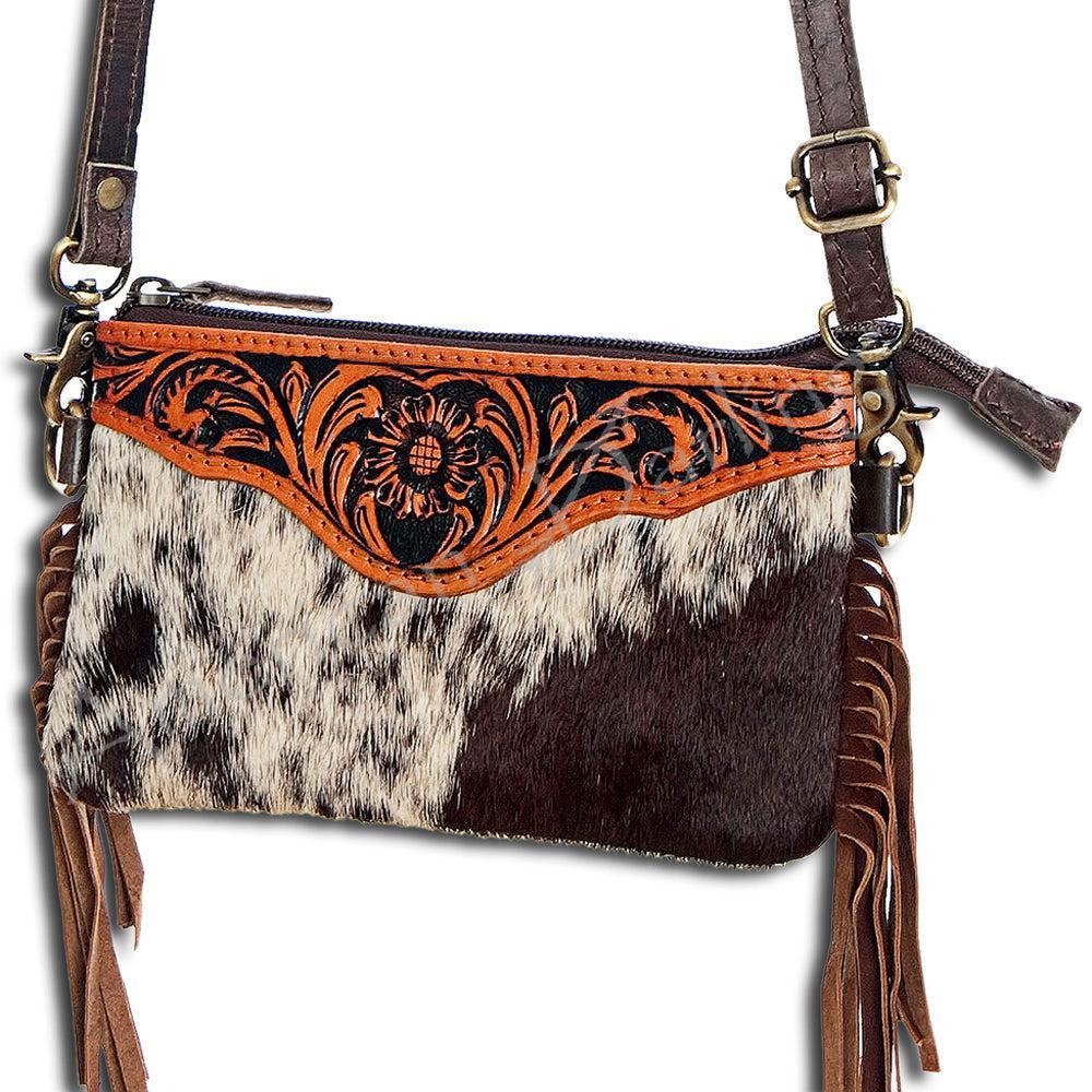 American Darling Small Crossbody Hand Tooled Hair-On Genuine Leather