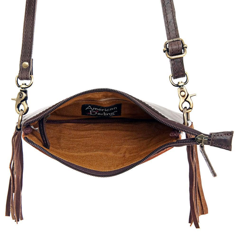 American Darling Small Crossbody Hand Tooled Hair-On Genuine Leather