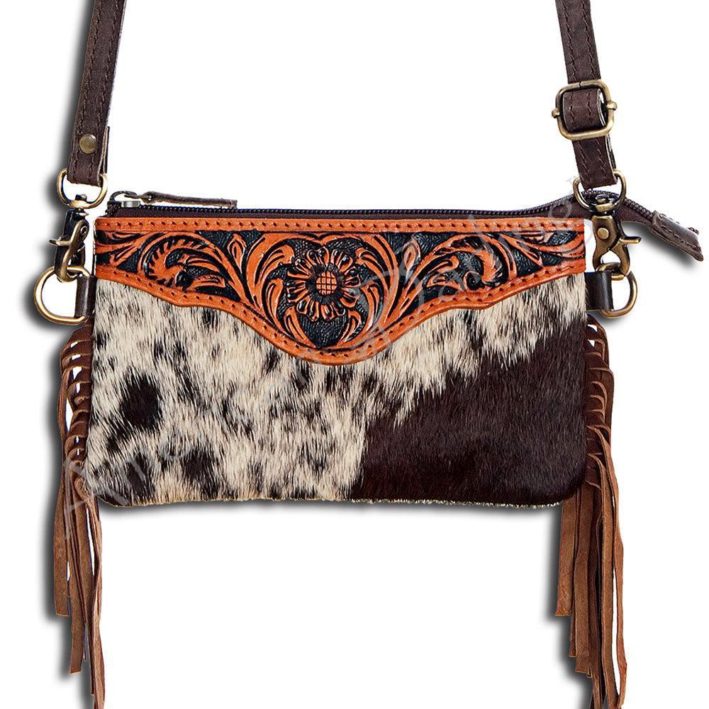 American Darling Small Crossbody Hand Tooled Hair-On Genuine Leather